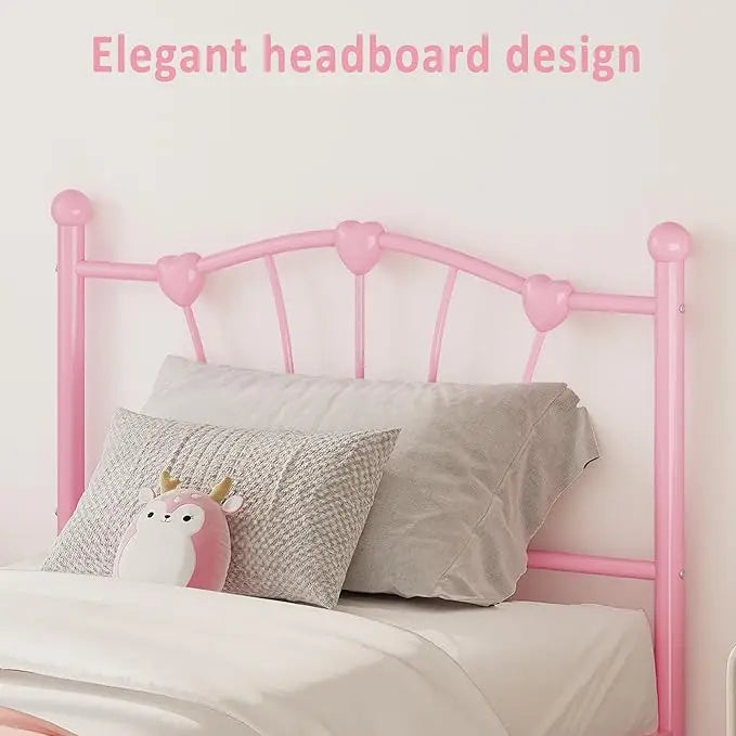 HiMISS Heart Shaped Metal Platform Bed Frame Headboard Footboard