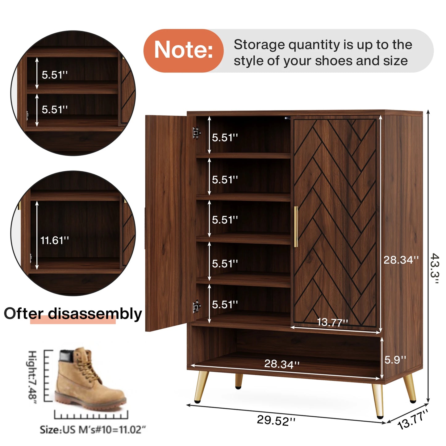 Tribesigns Six Tier Wooden Shoe Cabinet With Adjustable Shelves