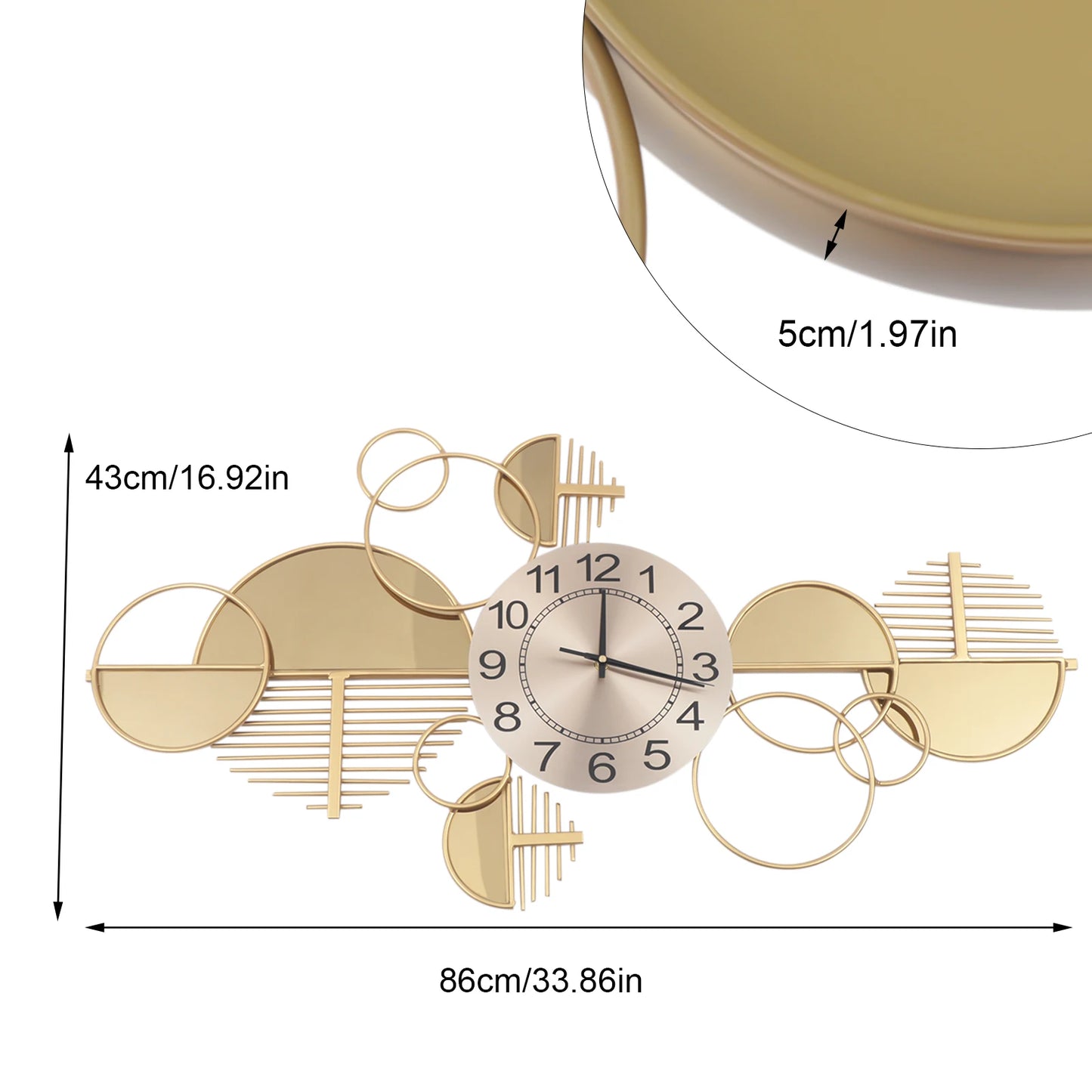 Creative Modern Metal Wall Clock Decorative Battery Operated Silent Minimalist