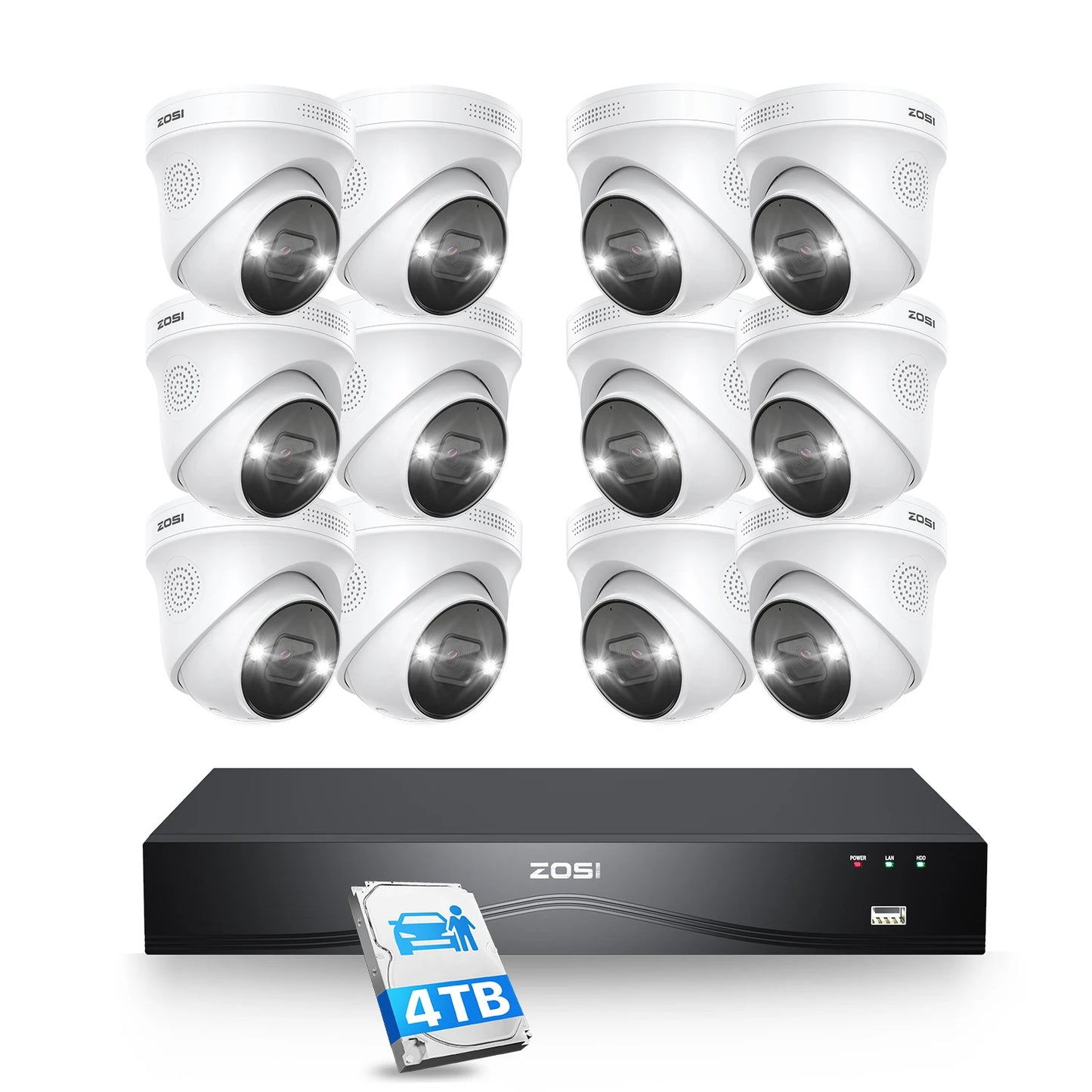 ZOSI 4K 8MP PoE Security Camera System With NVR AI