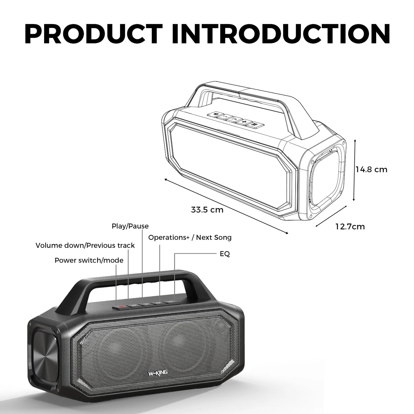 W-KING BT261-2 80W Bluetooth Speaker Portable Outdoor IPX6 Waterproof BassBoost