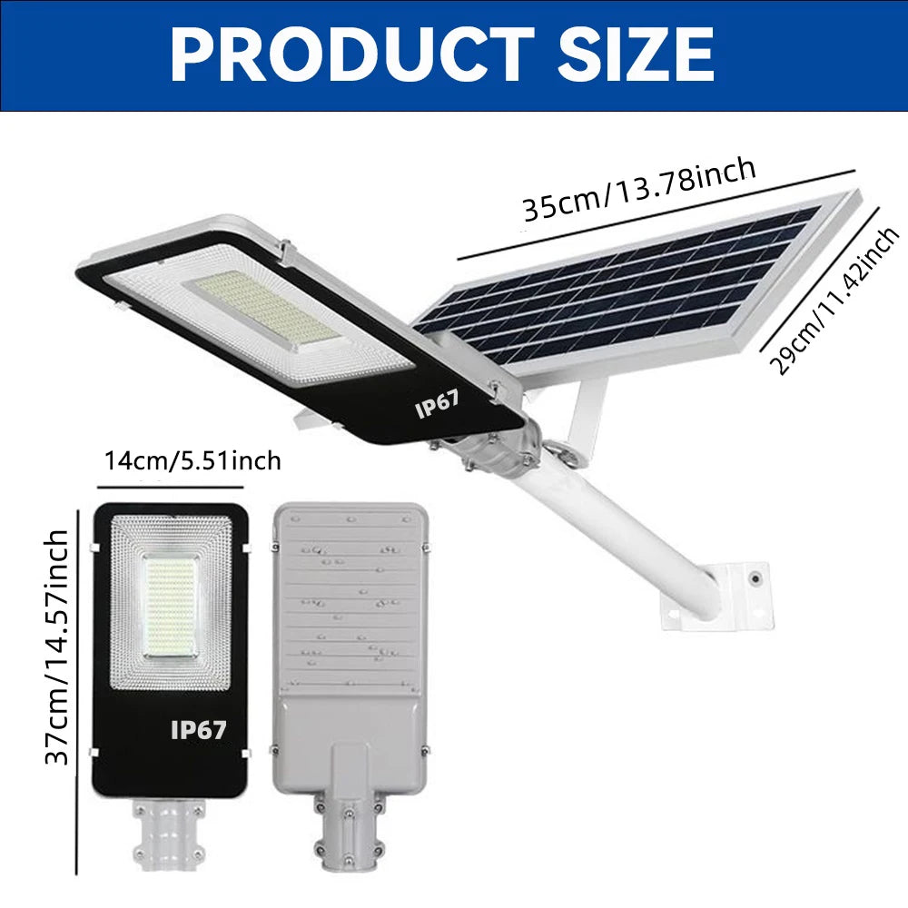 Solar Street Light Outdoor Dusk to Dawn LED Flood Lamp 8000mAh