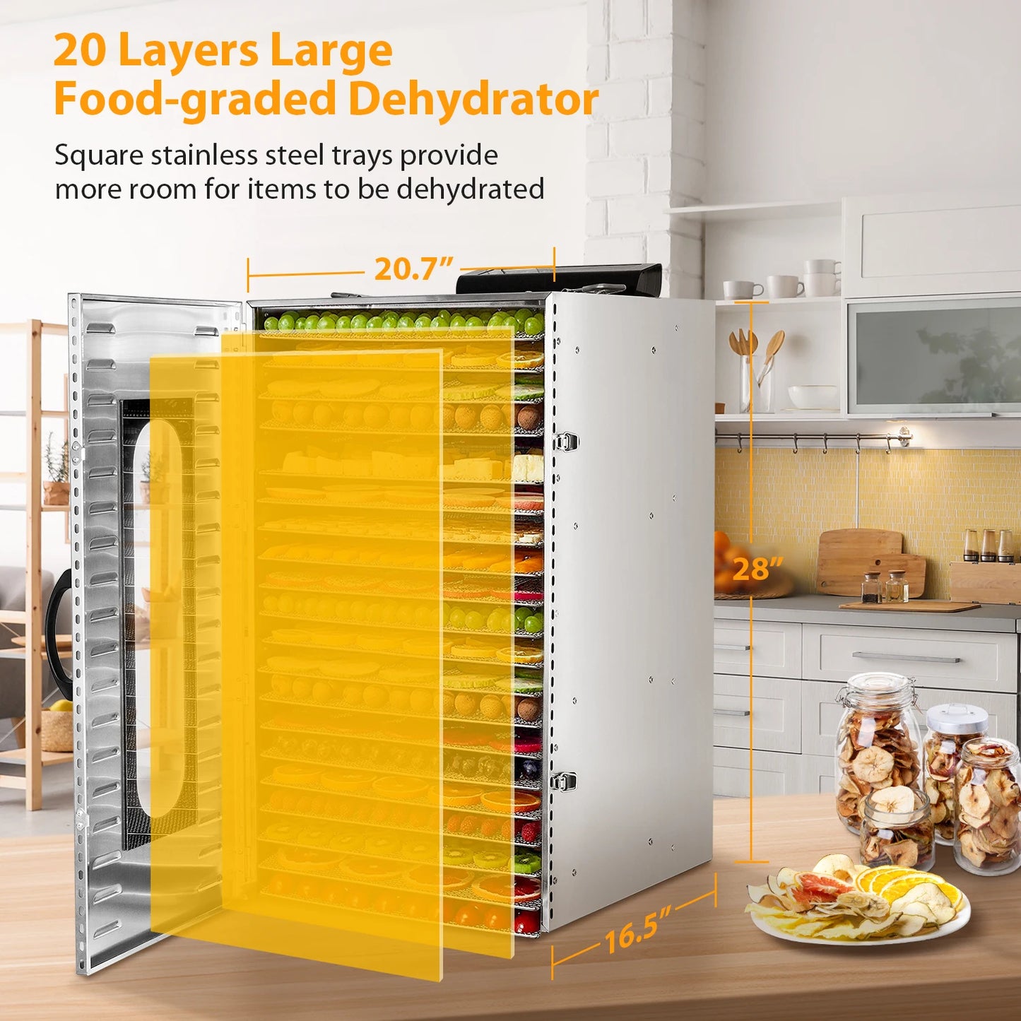 SHICUO 20 Trays Commercial Food Dehydrator 110V 1500W