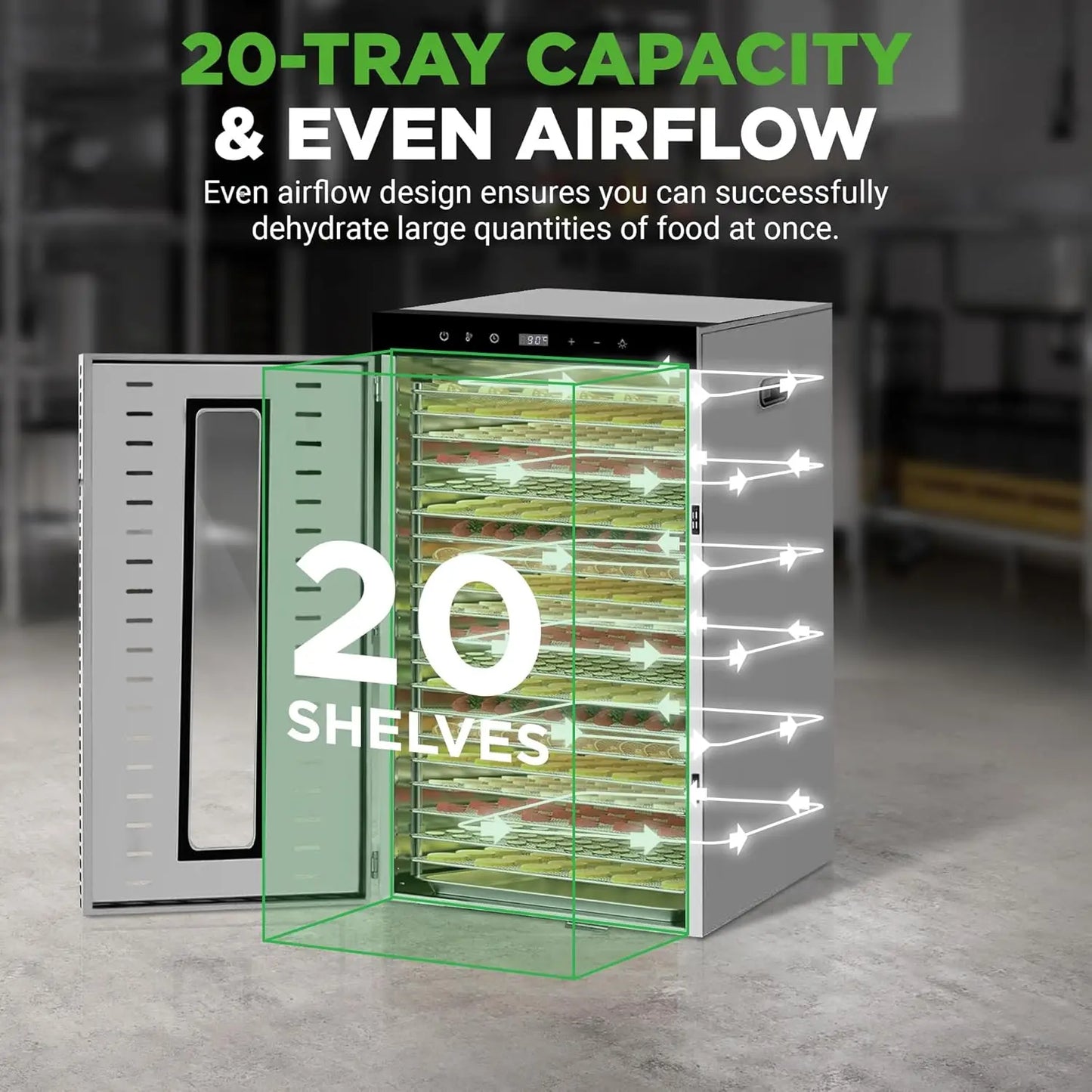 SHICUO 20 Trays Commercial Food Dehydrator 110V 1500W