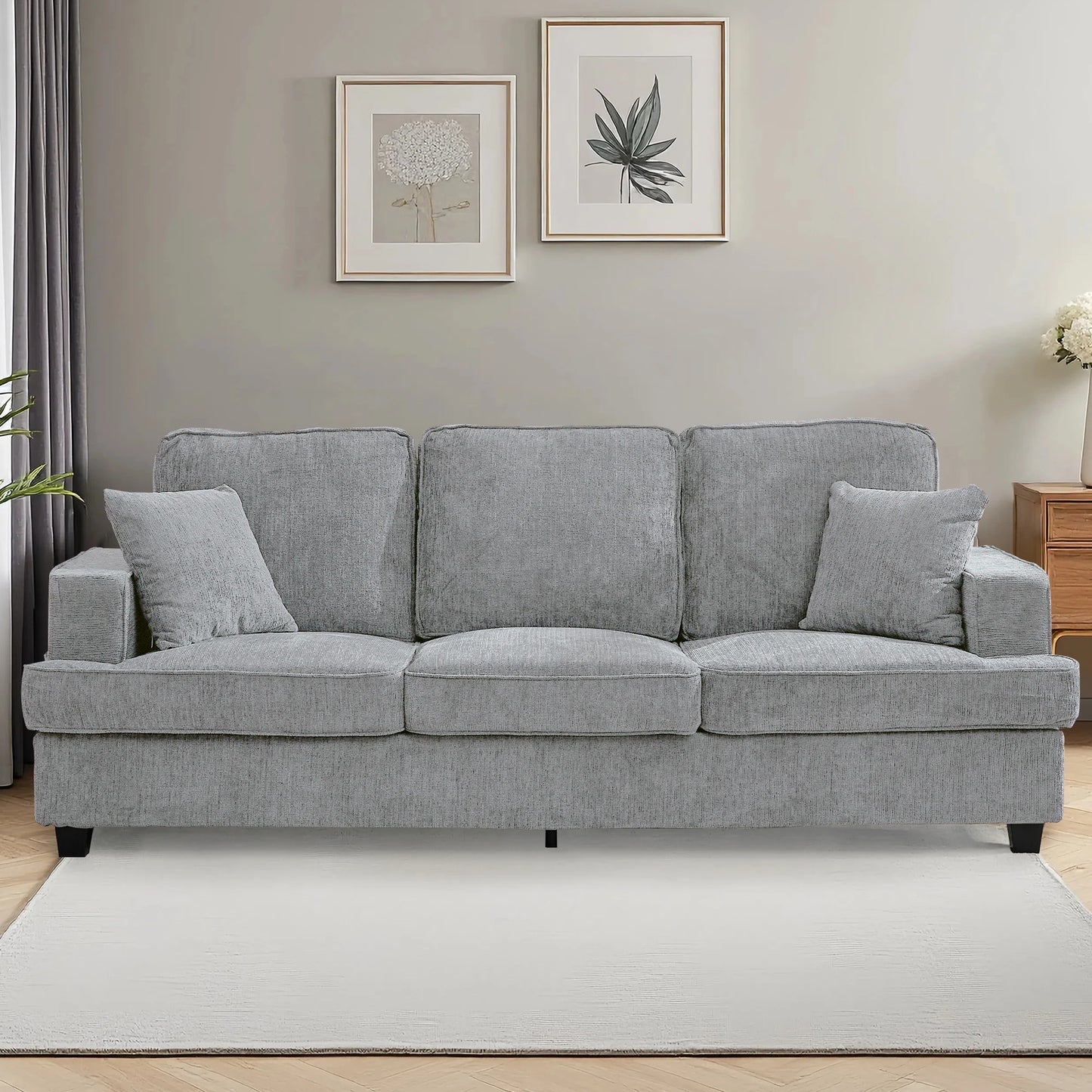 Cloud Chenile Sofa Modern Three Seater For Living Room