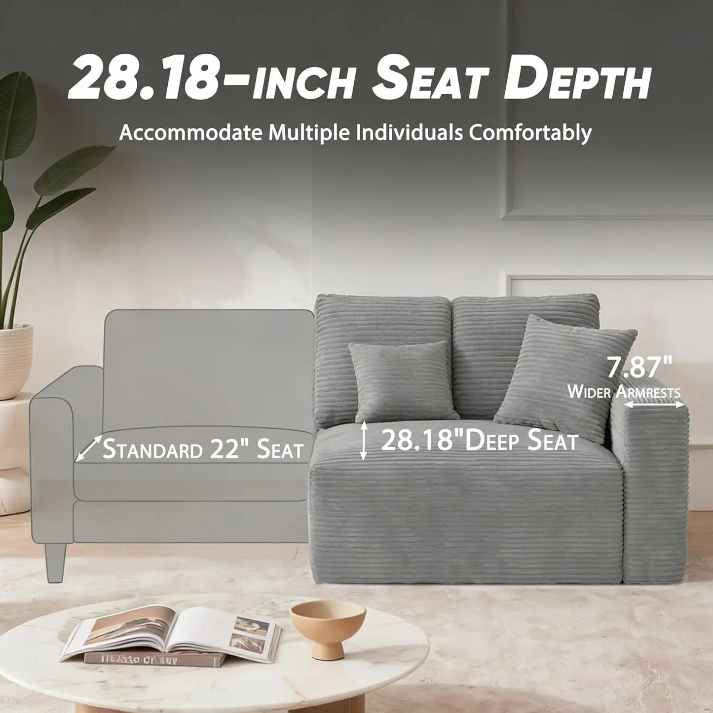 L Shaped Sectional Sofa Deep Seat Cloud Upholstered Living Room