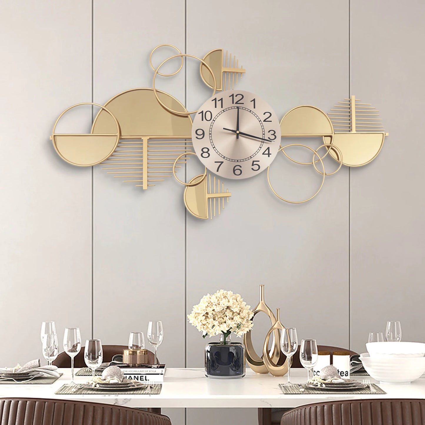 Creative Modern Metal Wall Clock Decorative Battery Operated Silent Minimalist