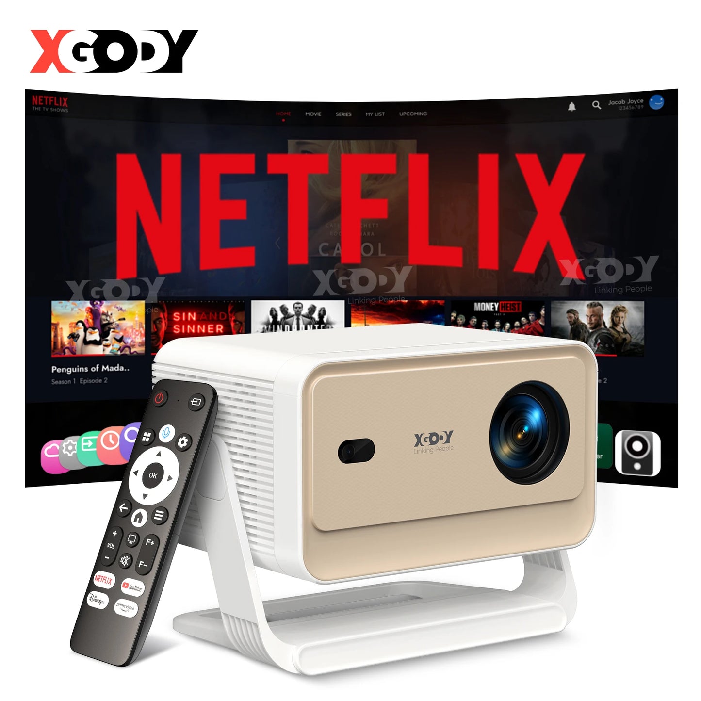 XGODY N6 Pro Projector Netflix Android TV Whale OS 4K