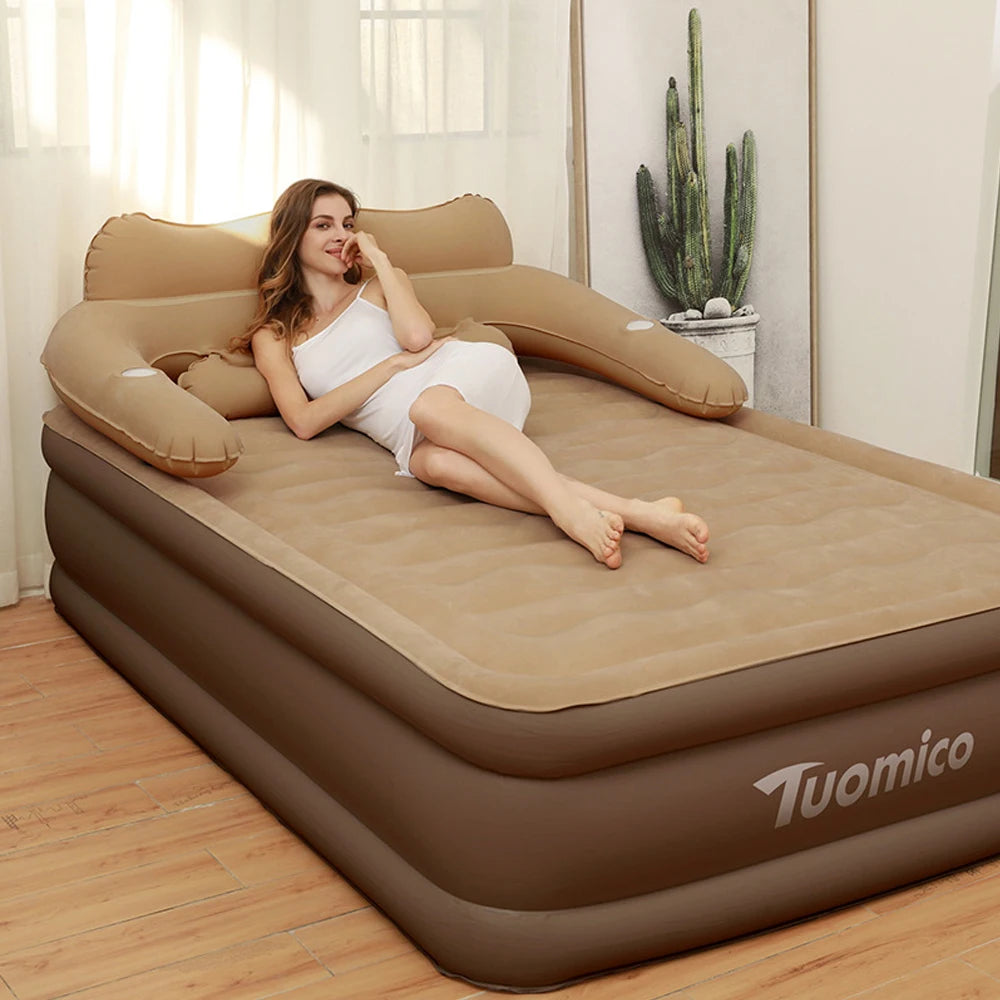 Camping Inflatable Air Bed With Backrest For Two Indoor Outdoor