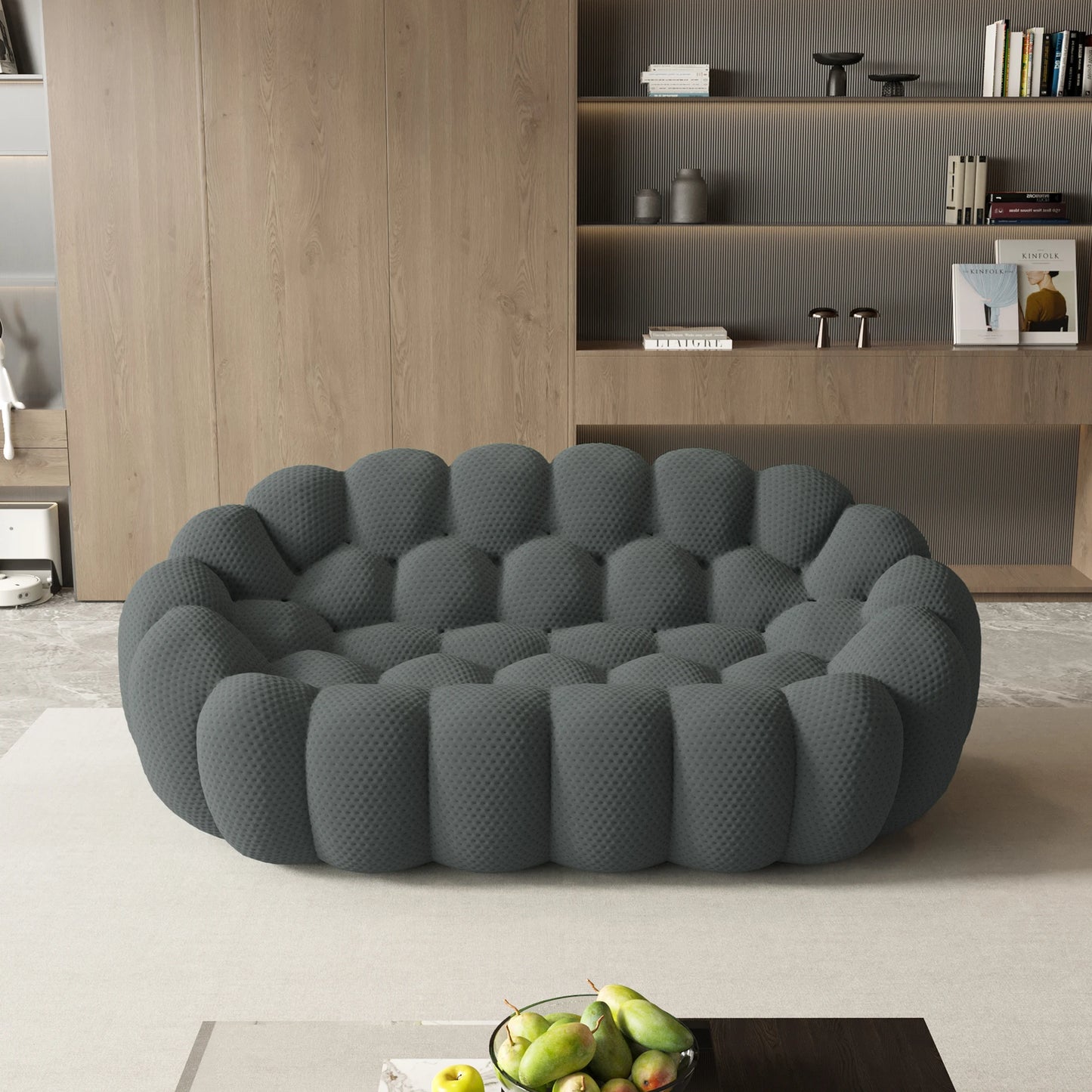 Sdorens Modern Curved Boneless Sofa 3D Knit Fabric Loveseat