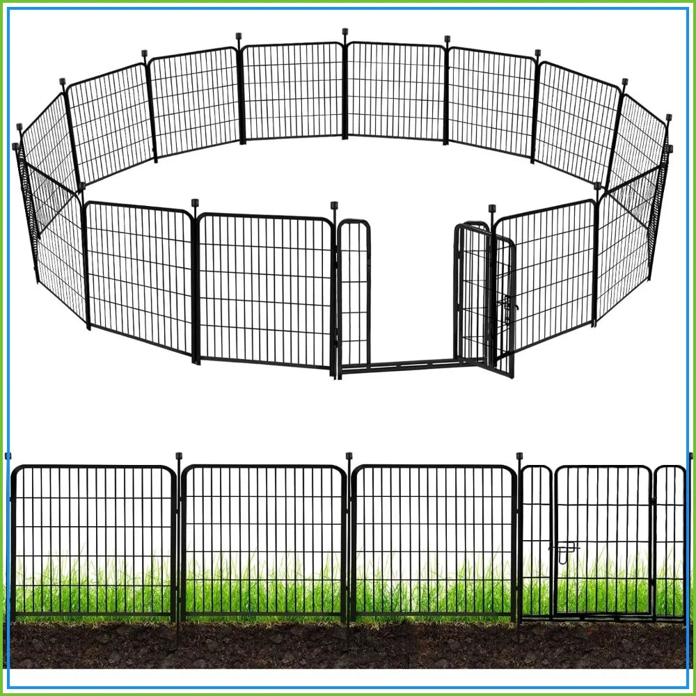 Heavy Duty Iron Garden Fence With Gate Pet Barrier