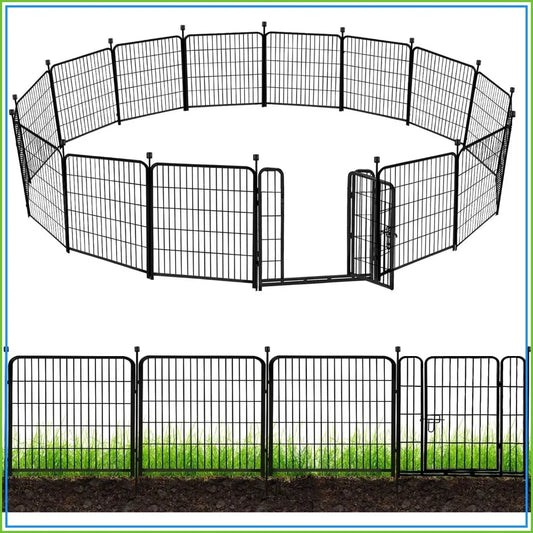 Heavy Duty Iron Garden Fence With Gate Pet Barrier