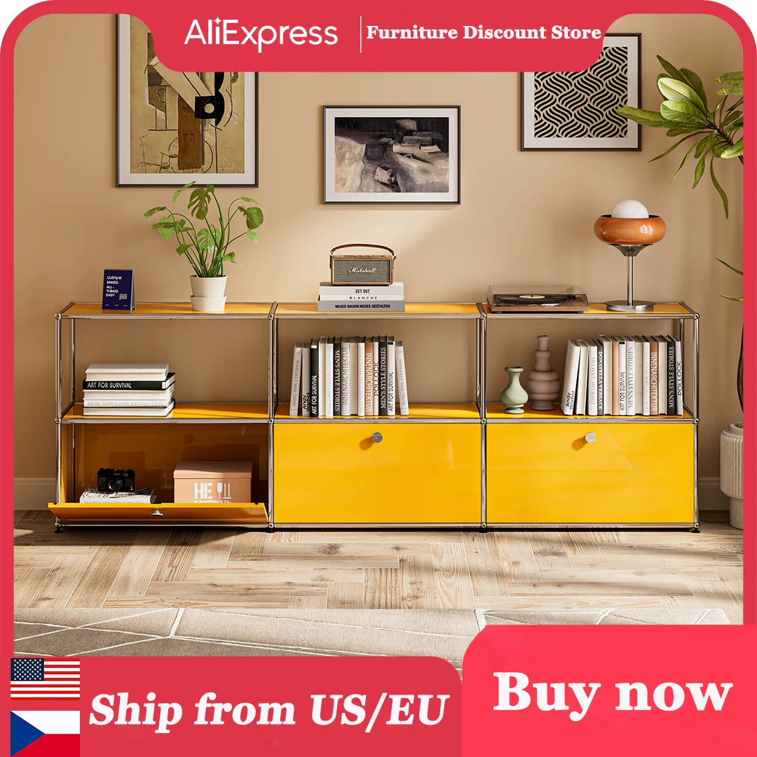 Stainless Steel Storage Cabinet Metal Organizer TV Stand For Living Room