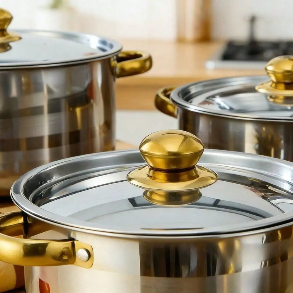 Stainless Steel Cookware Set With Lids 10 Piece Multiple Pot Sizes