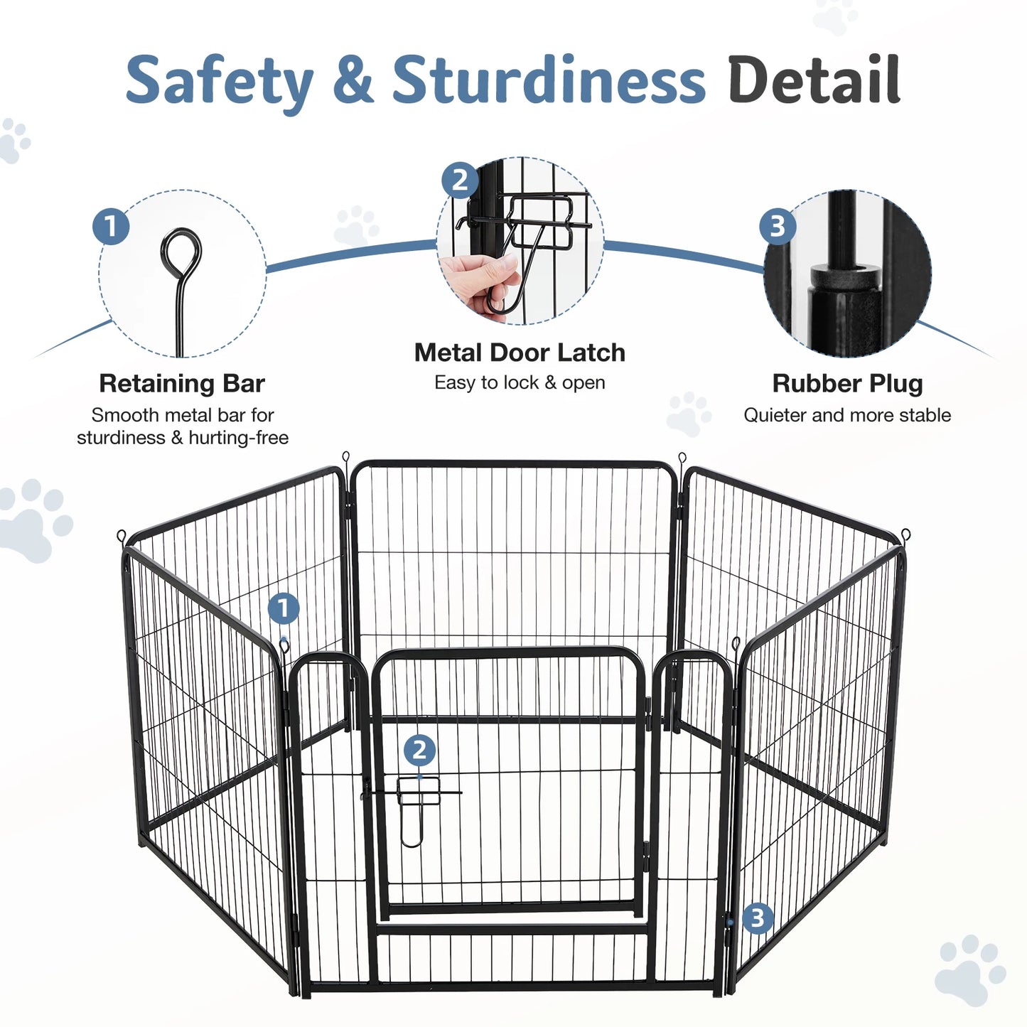 JHK 6 Panel Metal Dog Playpen Foldable Indoor Outdoor