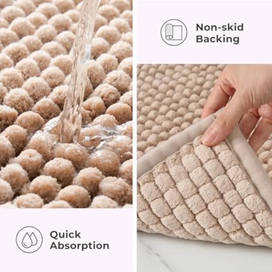 Chenille Bathroom Rug Non Slip Bath Mat Water Absorbent Washable