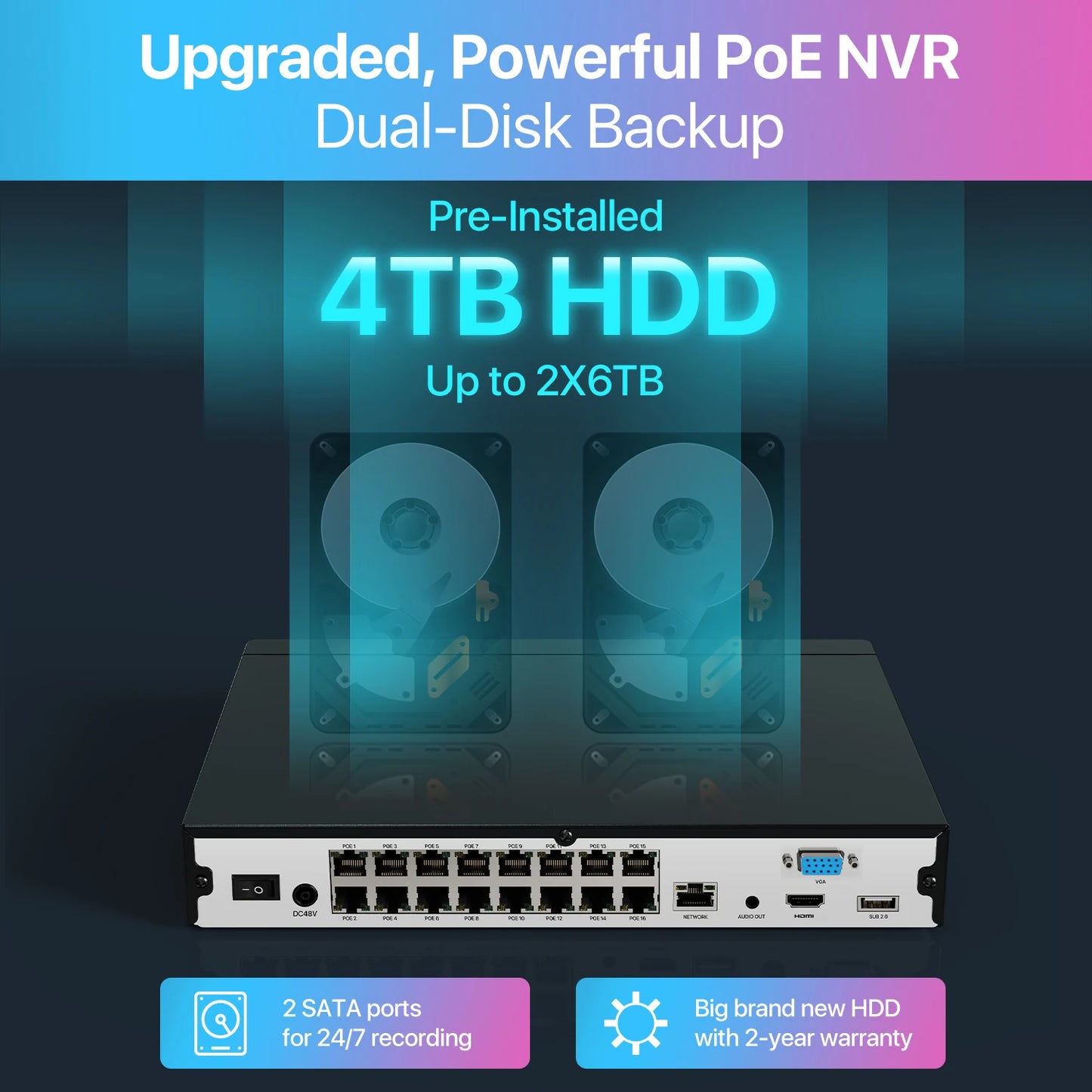 ZOSI 4K 8MP PoE Security Camera System With NVR AI
