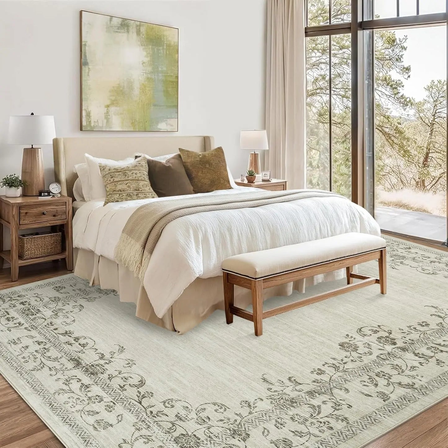 HiMISS Floral Area Rug for Living Room and Bedroom