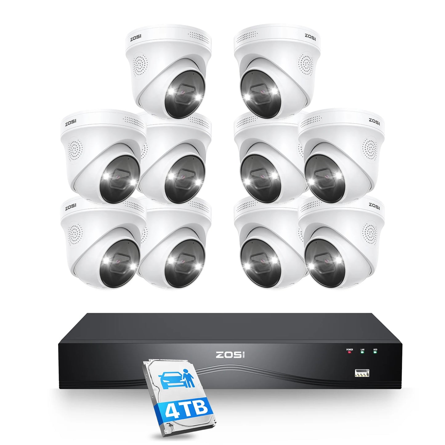 ZOSI 4K 8MP PoE Security Camera System With NVR AI