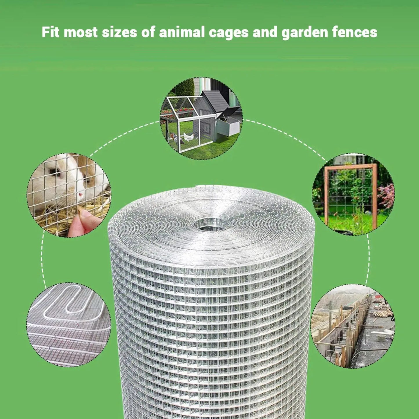 HiMISS Galvanized Chicken Wire Mesh Roll For Garden Fencing