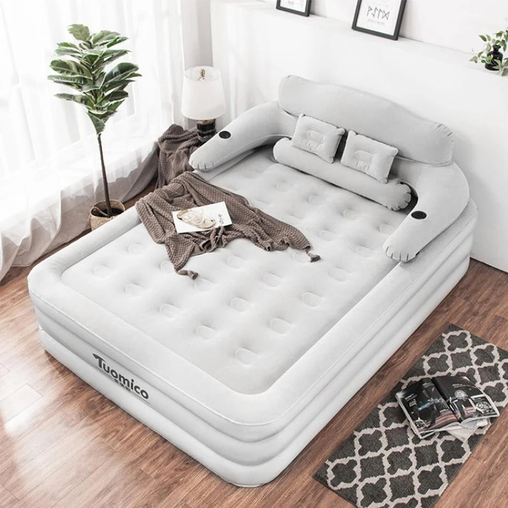 Camping Inflatable Air Bed With Backrest For Two Indoor Outdoor