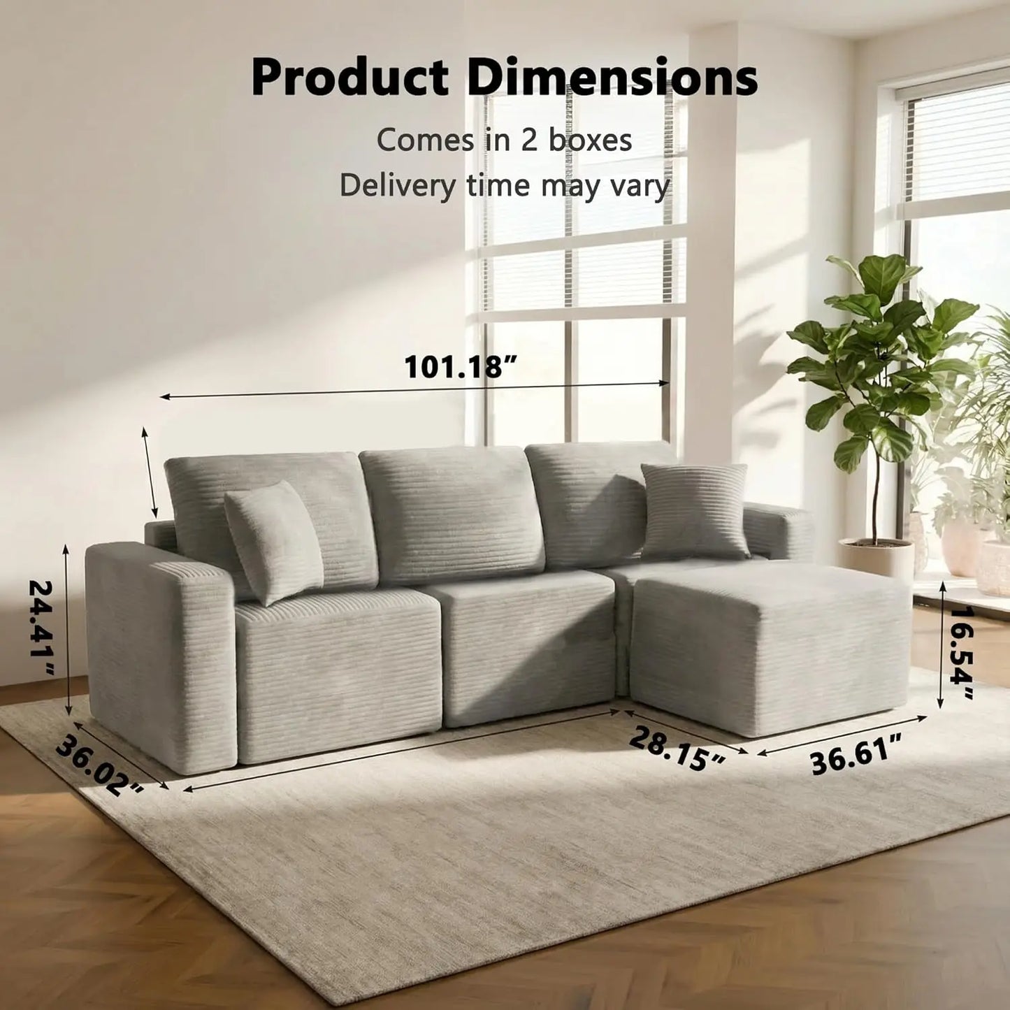 L Shaped Sectional Sofa Deep Seat Cloud Upholstered Living Room