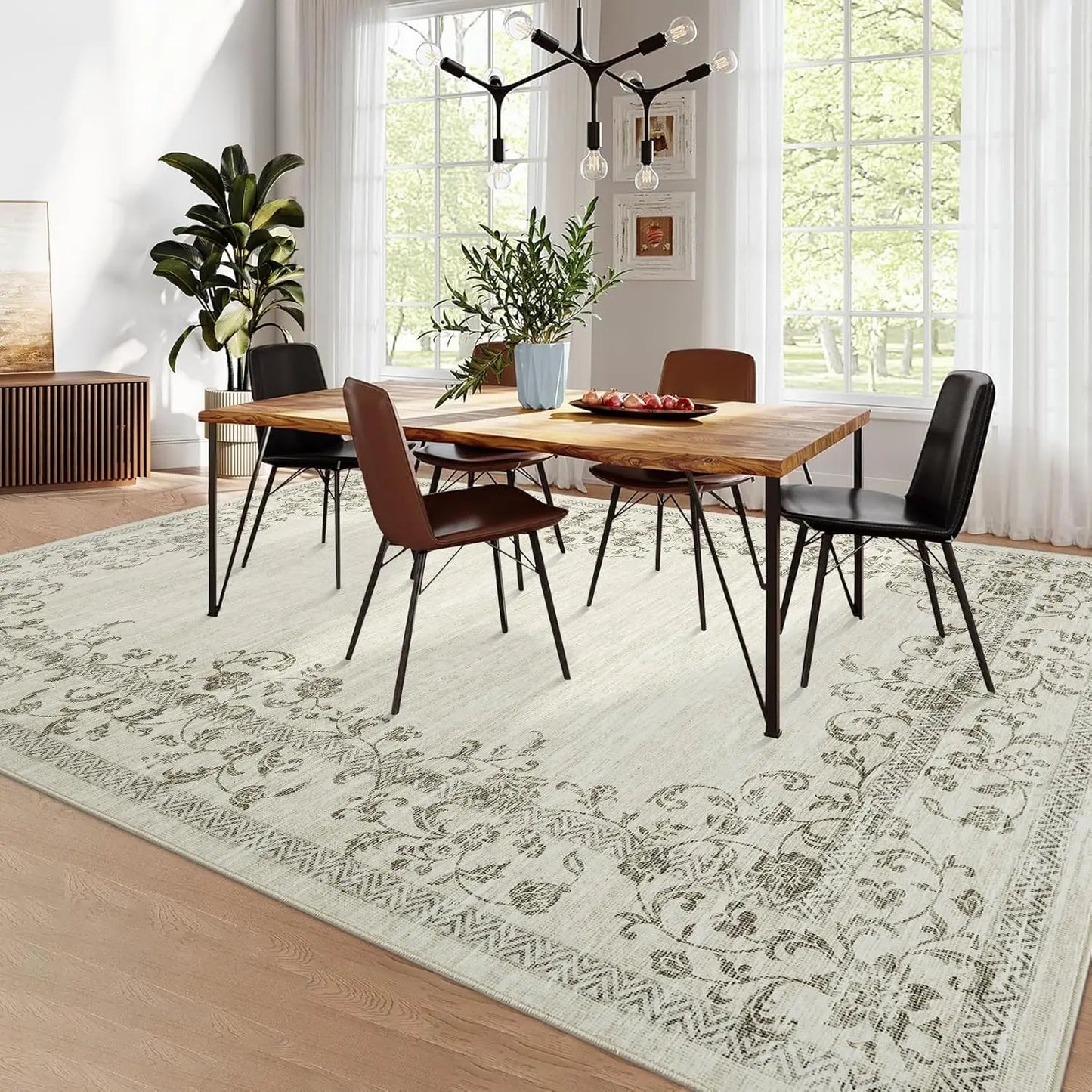 HiMISS Floral Area Rug for Living Room and Bedroom