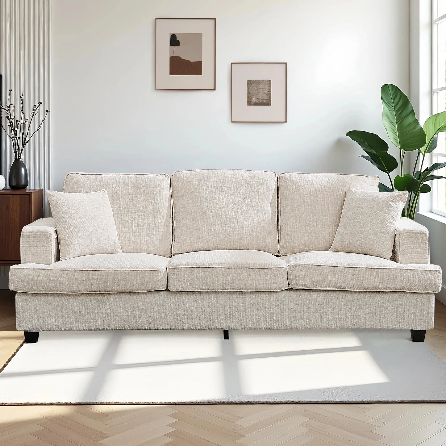 Cloud Chenile Sofa Modern Three Seater For Living Room