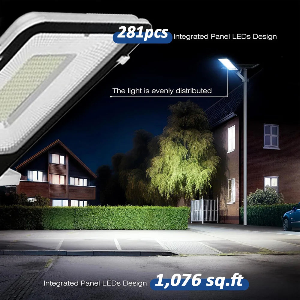 Solar Street Light Outdoor Dusk to Dawn LED Flood Lamp 8000mAh