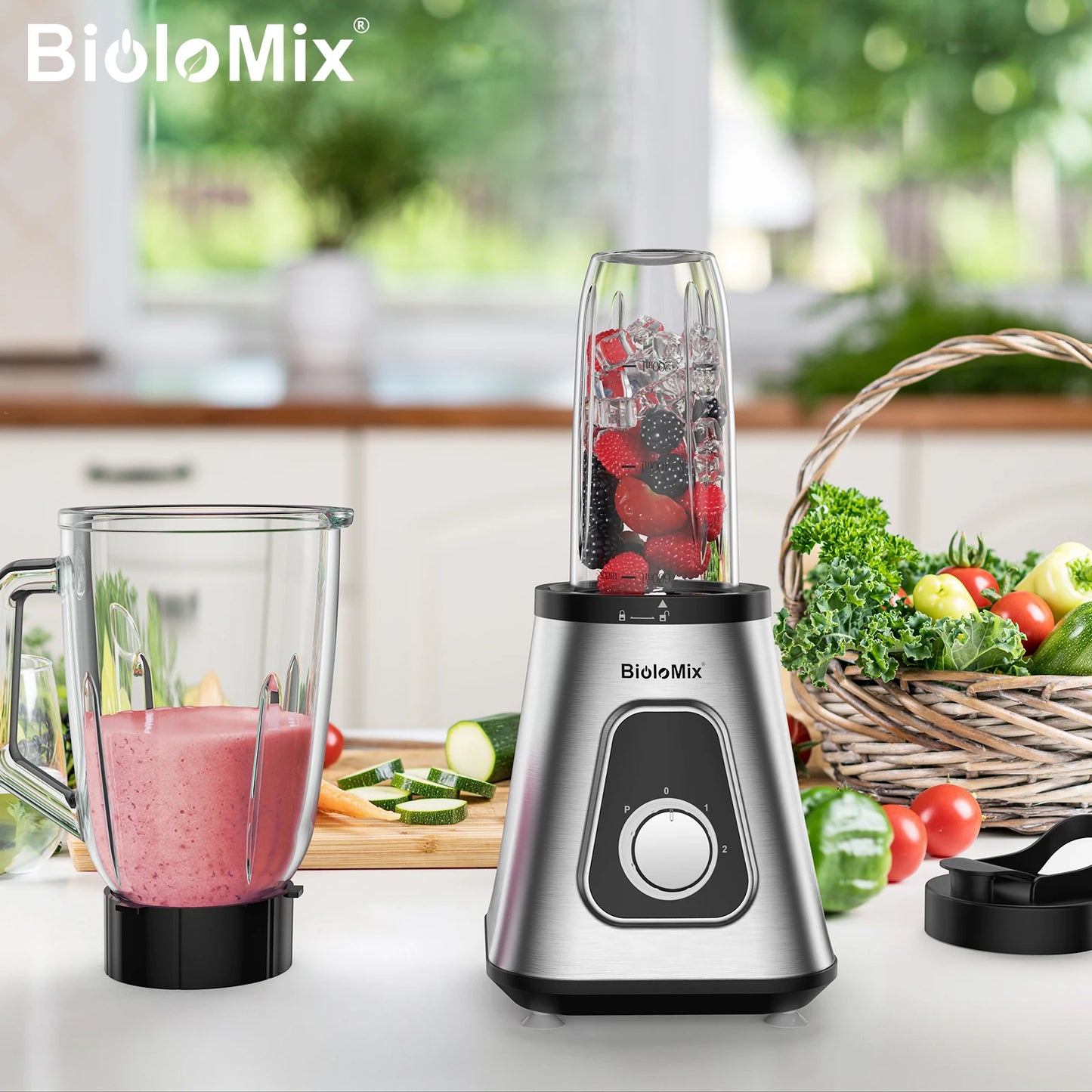 Biolomix 1300W Smoothie Maker With 1.5L Glass Jar For Frozen Drinks