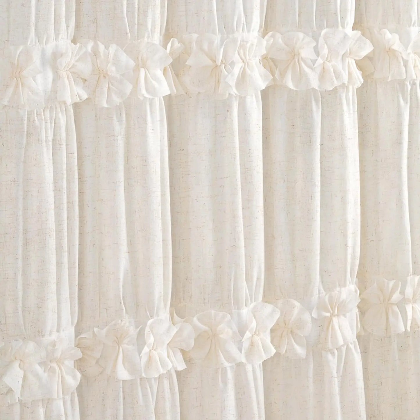 Ruffle Bow Linen Farmhouse Shower Curtain For Your Bathroom