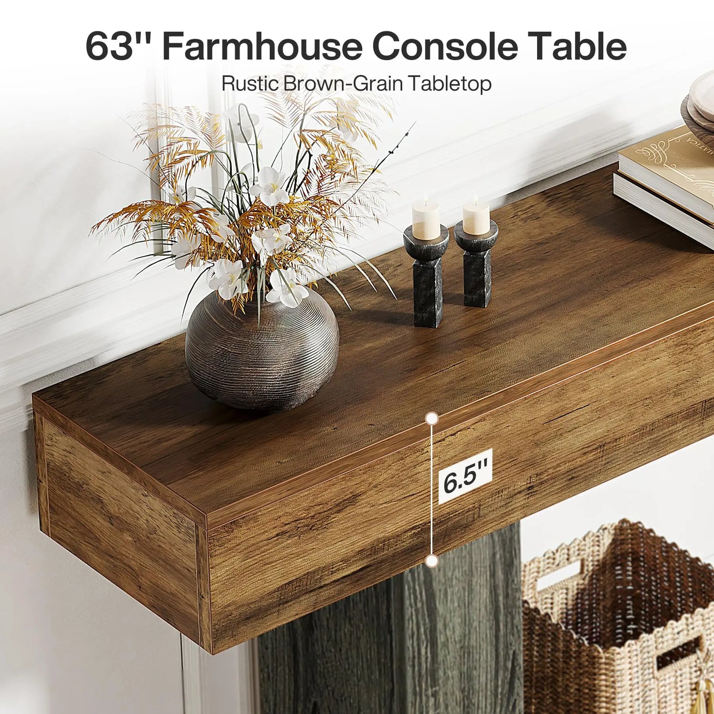 Tribesigns Farmhouse Console Table Two Tier U Shaped Base