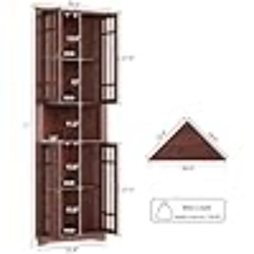 Mid Century Modern Corner Cabinet With Glass Doors And Shelves