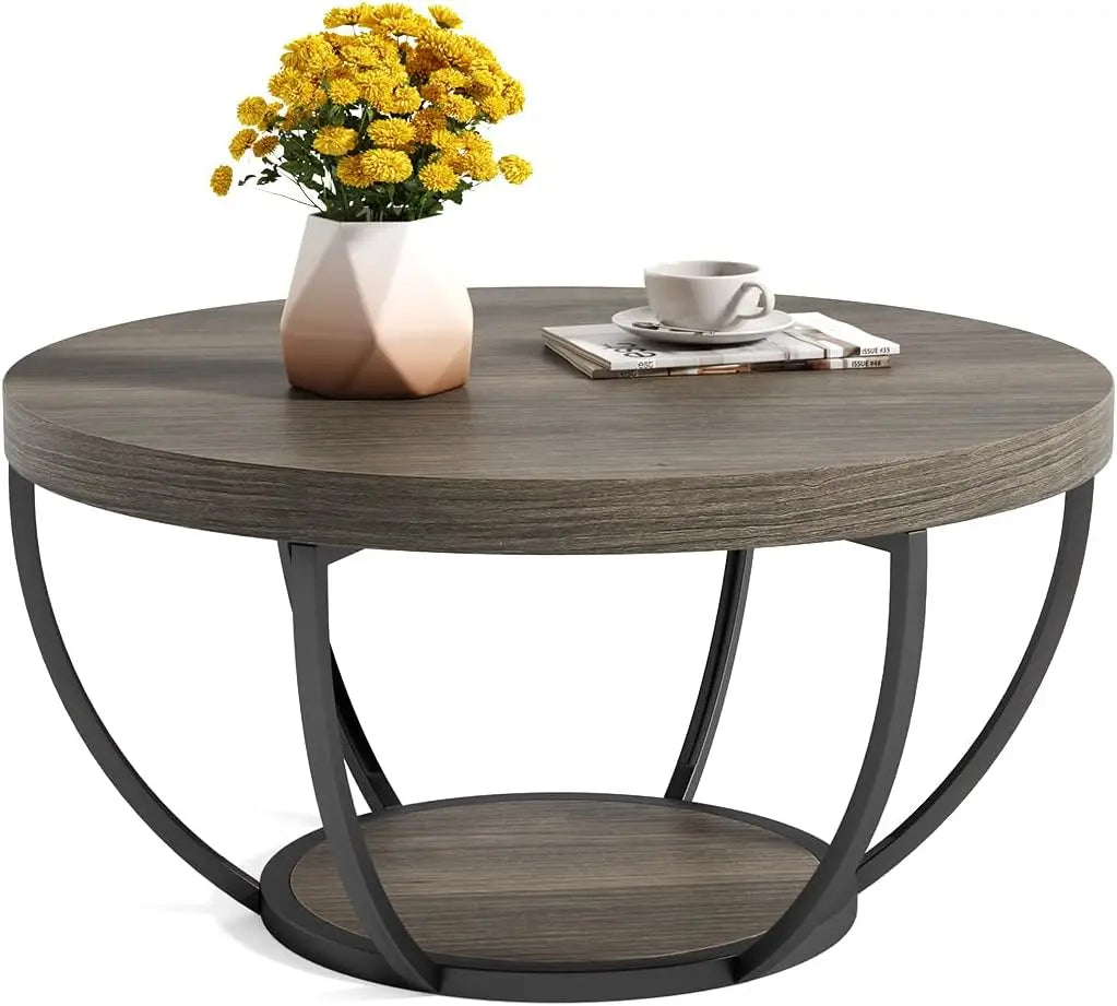 Little Tree Marble Coffee Table Open Storage And Metal Legs