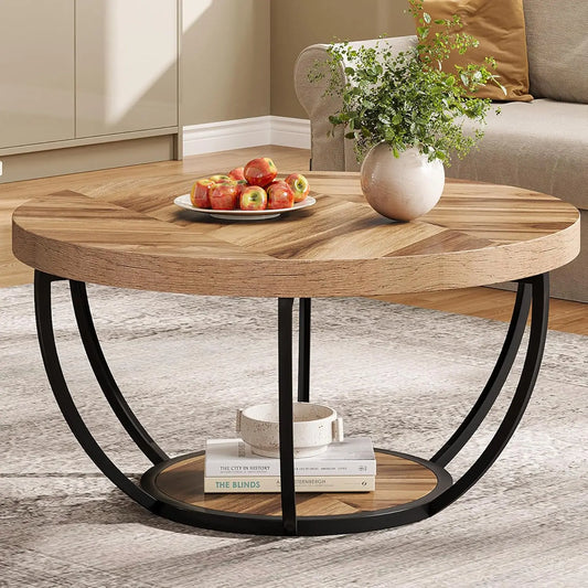 Little Tree Marble Coffee Table Open Storage And Metal Legs