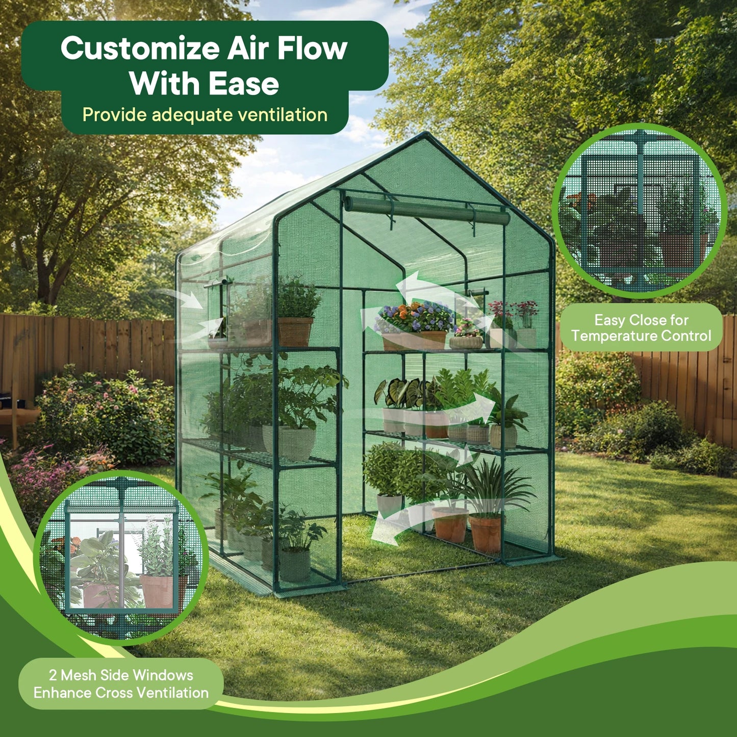 Walk-In Greenhouse For Outdoor Plants With Screen Windows 22Lbs Capacity