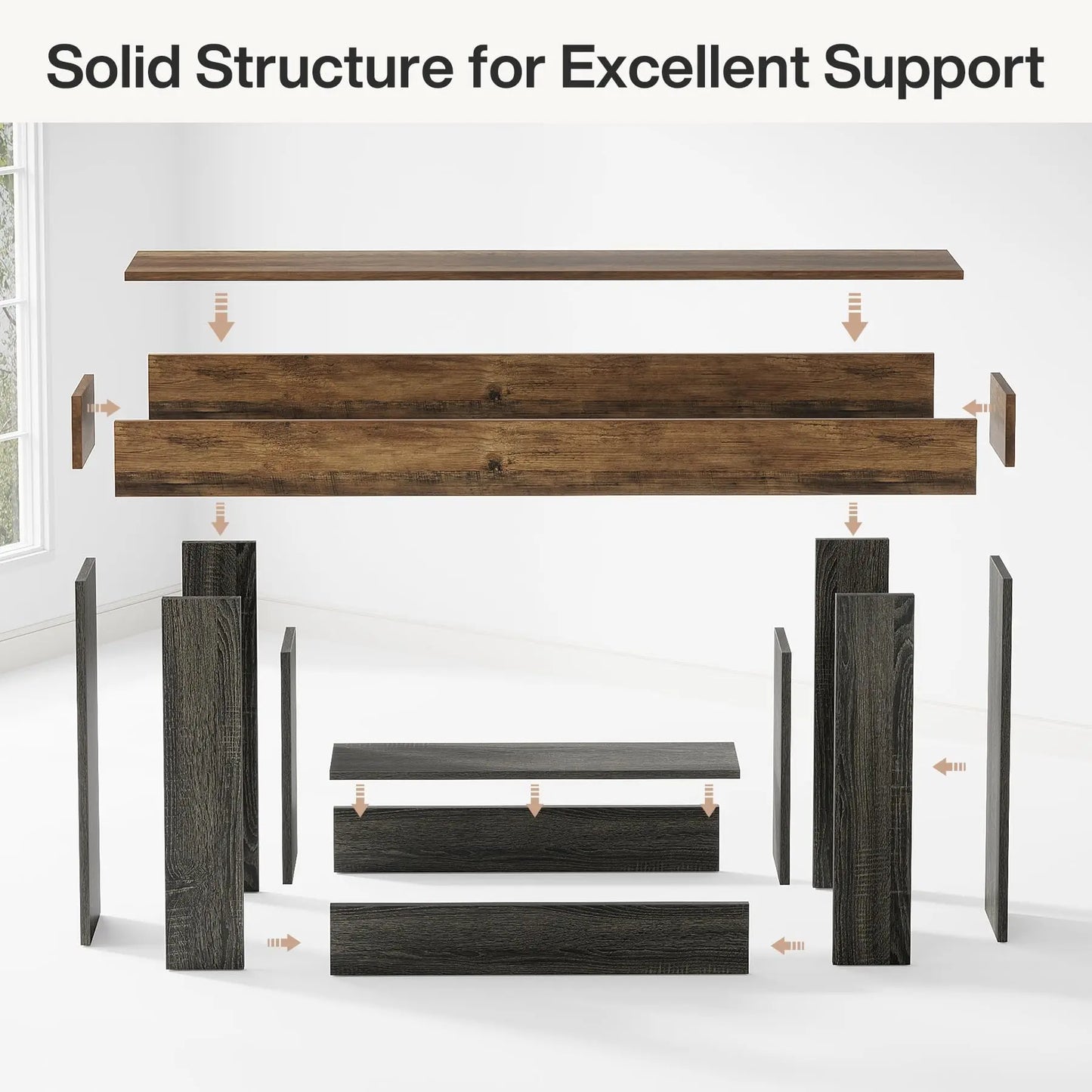 Tribesigns Farmhouse Console Table Two Tier U Shaped Base