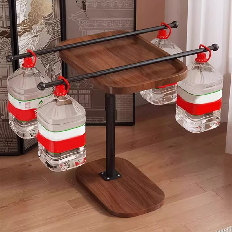 C Shaped Coffee Table With Vertical Storage Shelf Small Space