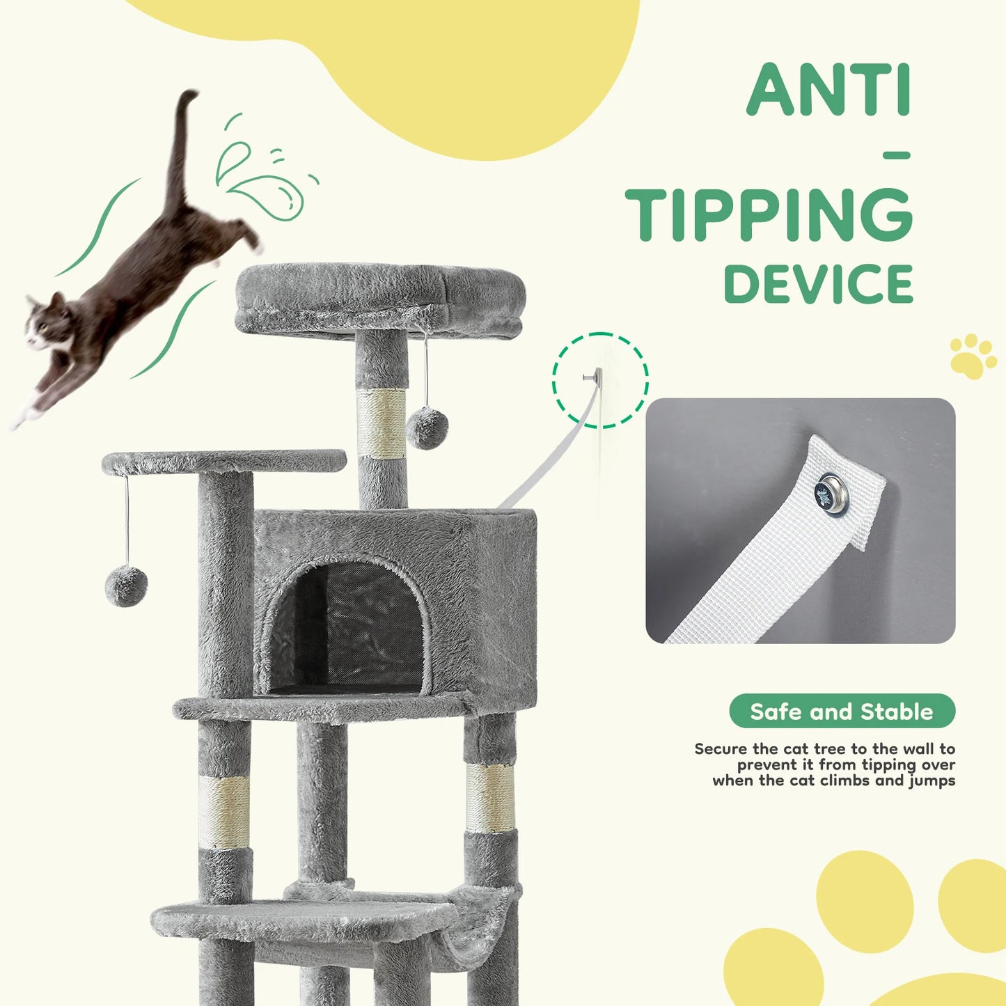 JHK Cat Tree Multi Level Tower For Indoor Cats Playtime