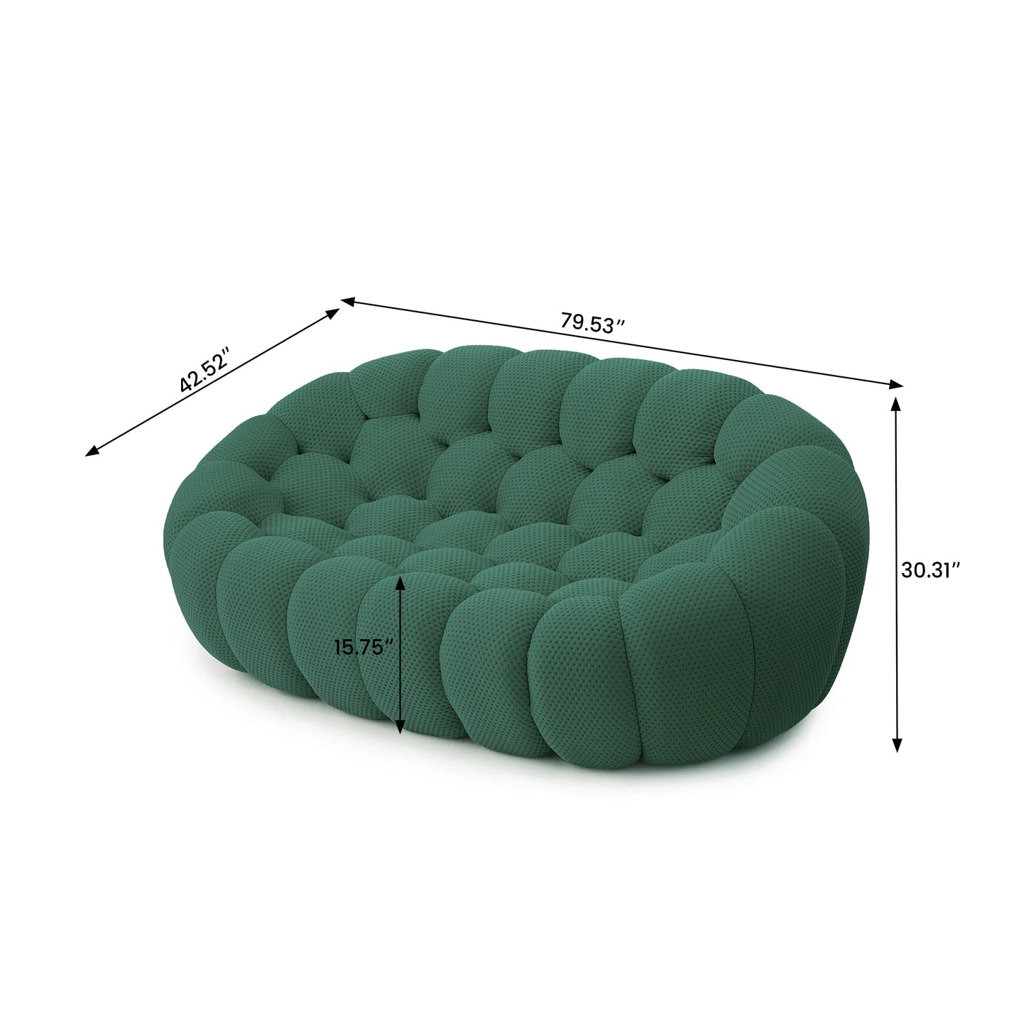 Sdorens Modern Curved Boneless Sofa 3D Knit Fabric Loveseat