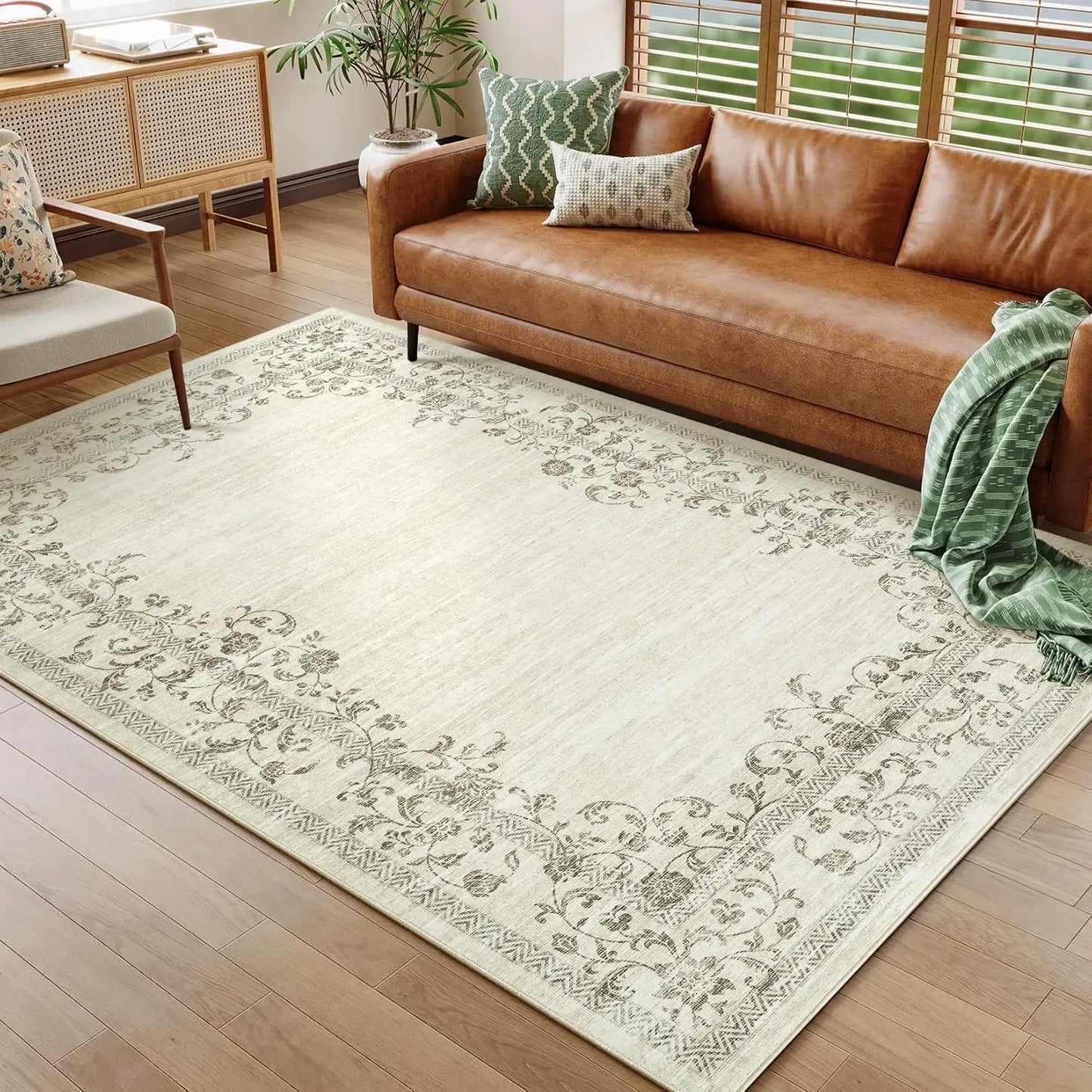 HiMISS Floral Area Rug for Living Room and Bedroom