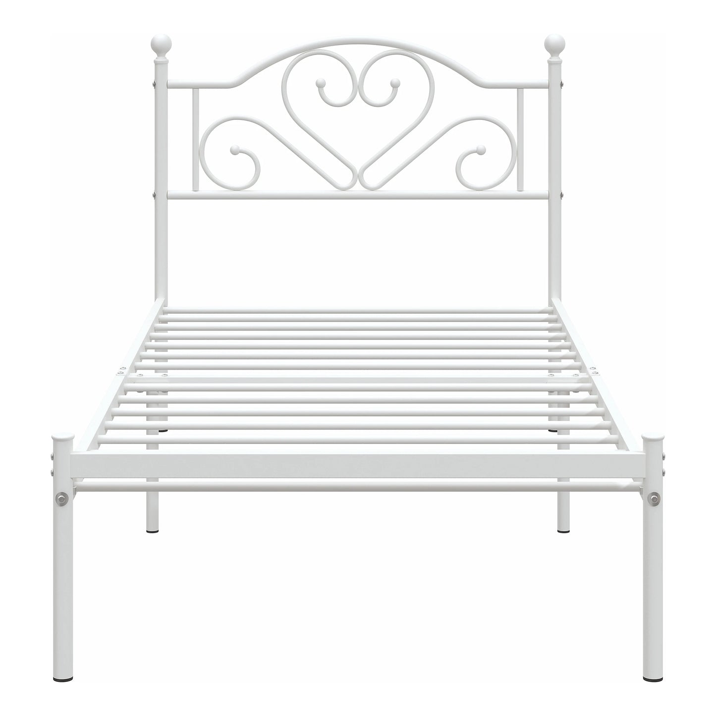 MERRONIX Heart Shaped Headboard Metal Platform Bed Frame