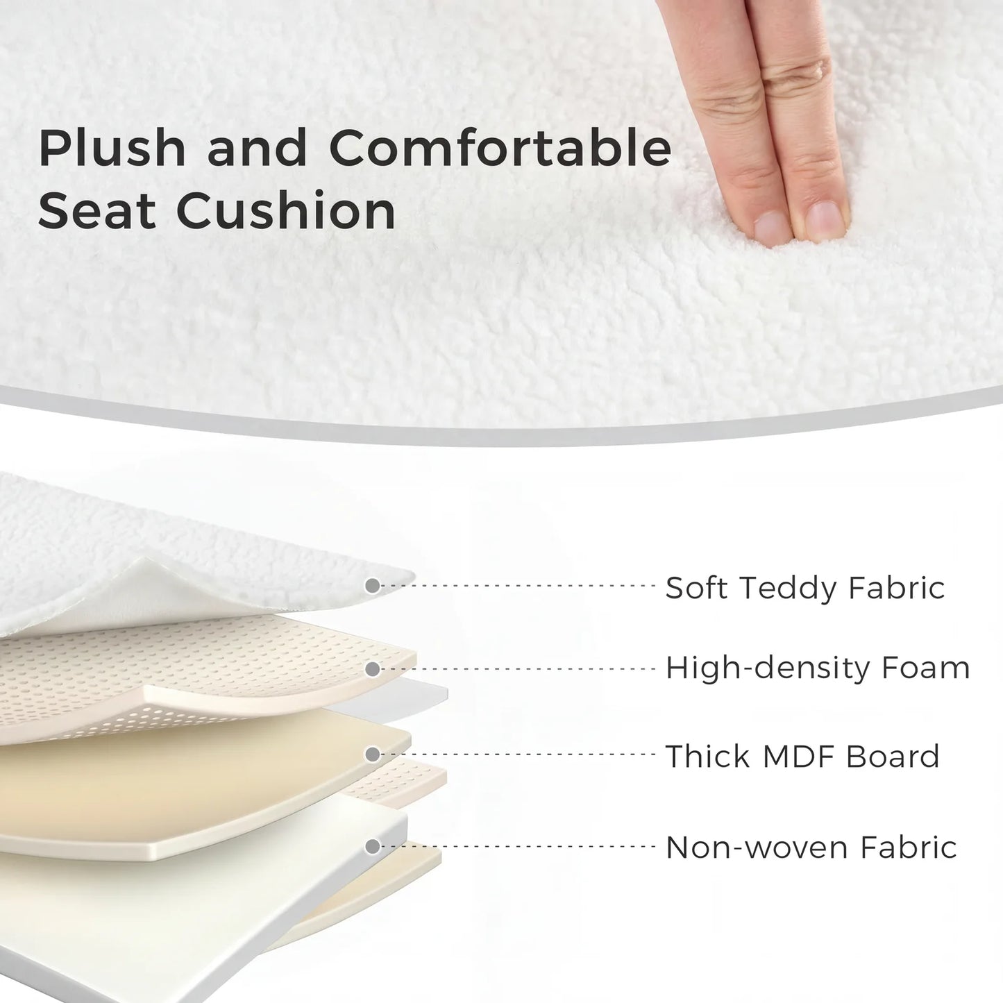 JHK Folding Storage Ottoman Bench With Teddy Fabric Cushion Entryway