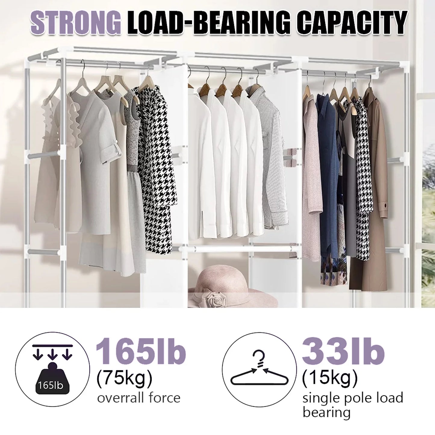 Closet Storage Portable Wardrobe Organizer Nonwoven Fabric Large Capacity