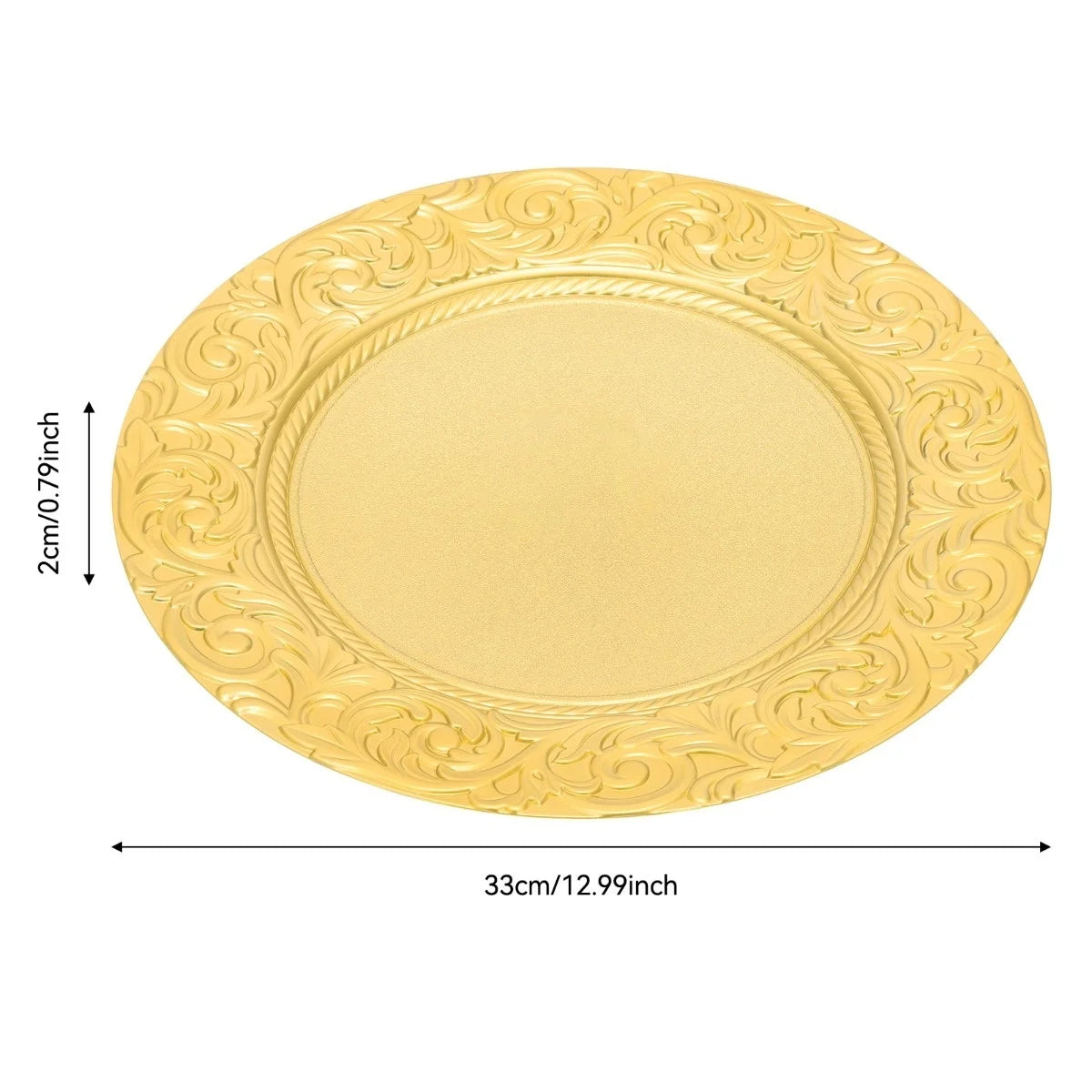 Bymaocar 100 Pcs PP Round Charger Plates Set Gold