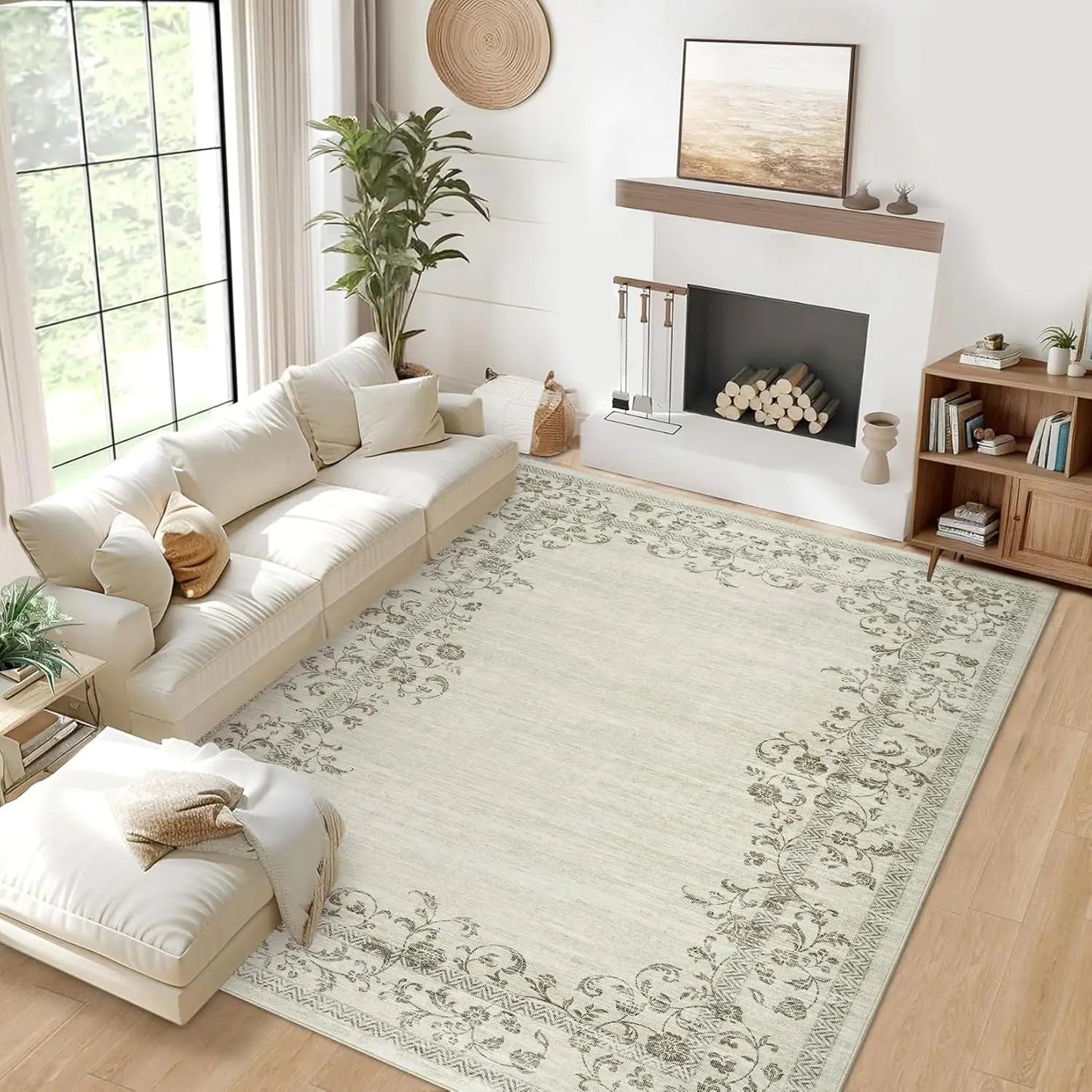 HiMISS Floral Area Rug for Living Room and Bedroom