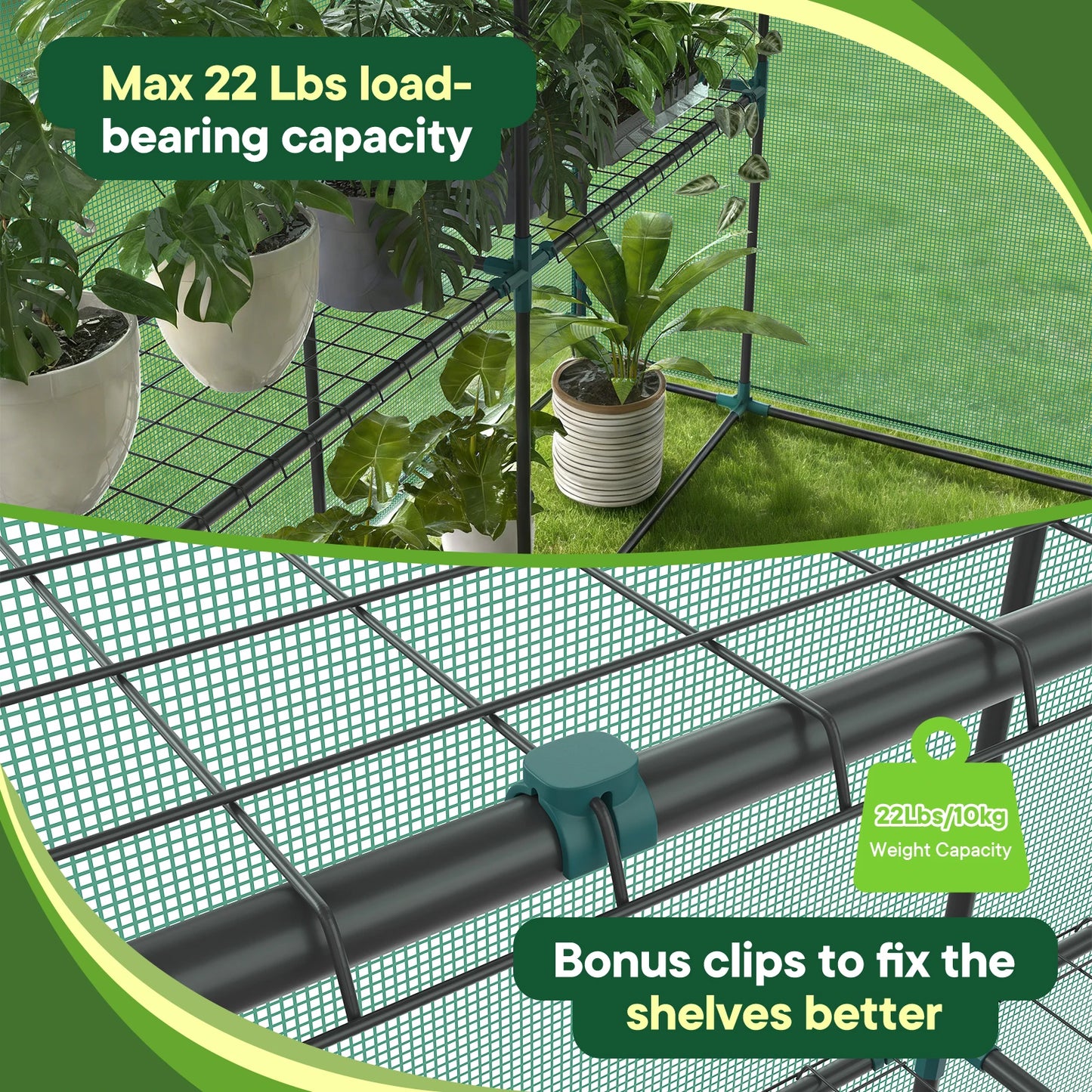 Walk-In Greenhouse For Outdoor Plants With Screen Windows 22Lbs Capacity