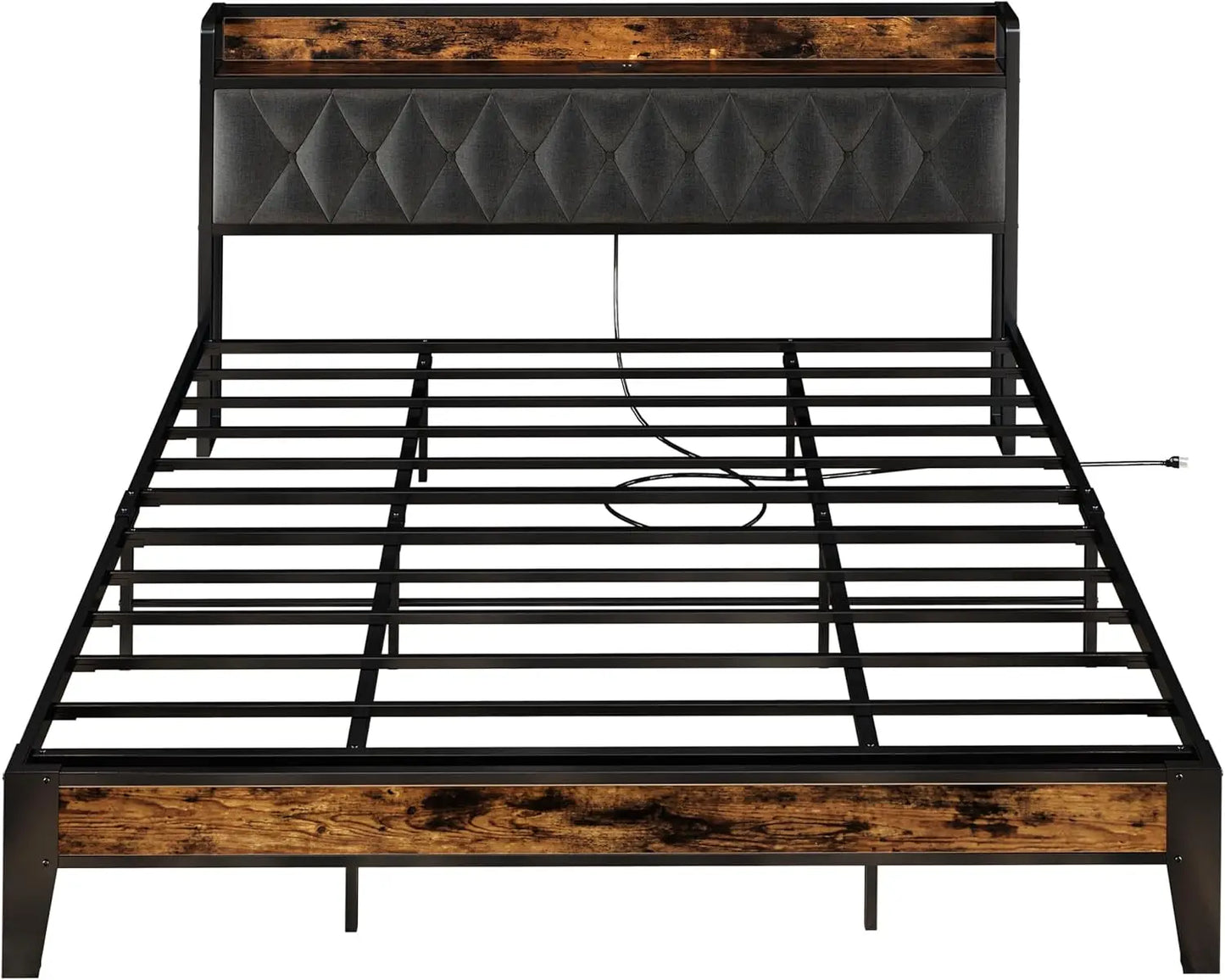 ANCTOR Storage Bed Frame With Outlets No Box Springs