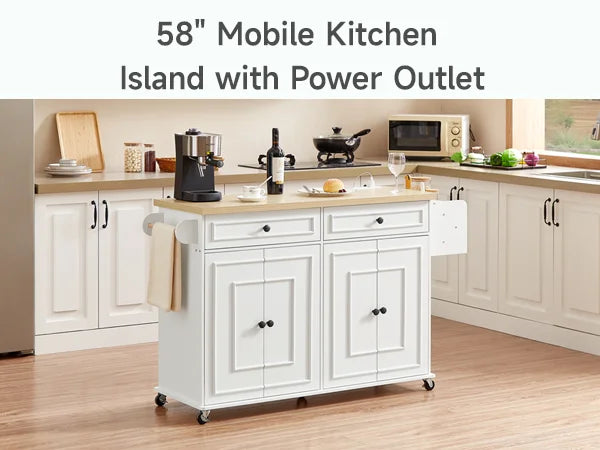 Mobile Kitchen Island Trolley With Drop Leaf And Spice Rack