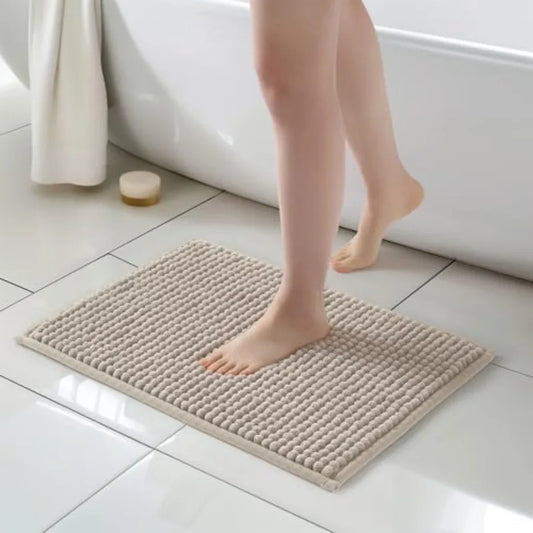Chenille Bathroom Rug Non Slip Bath Mat Water Absorbent Washable